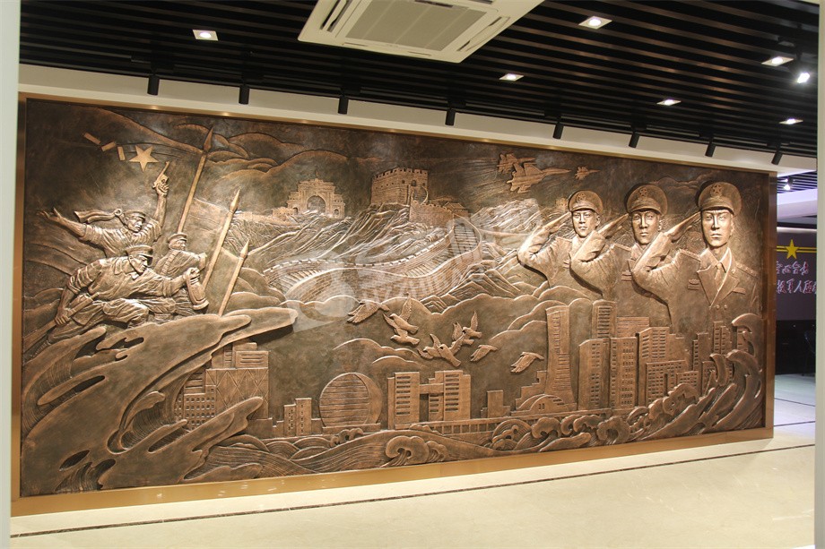 博物馆展厅展陈玻璃钢仿紫铜浮雕玻璃钢仿铸铜雕塑圆雕设计定制
