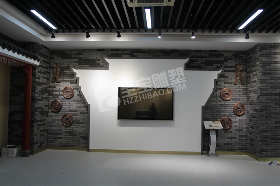 展览馆大厅墙壁壁画铜钱锻铜浮雕定制