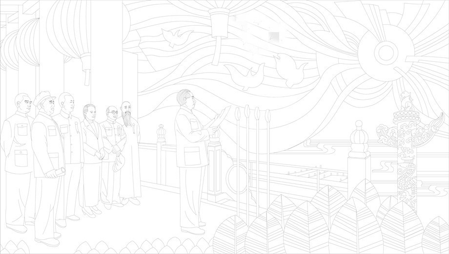 红色党建浮雕雕塑原创手绘设计稿