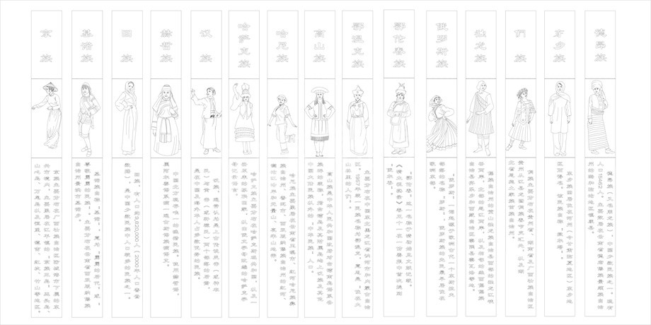 民族团结浮雕雕塑原创手绘设计稿